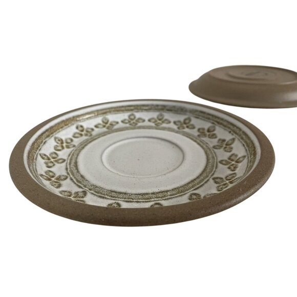 Midwinter Stoneware Saucers Set Of 2 Small Plates Floral Brown White - Picture 4 of 6